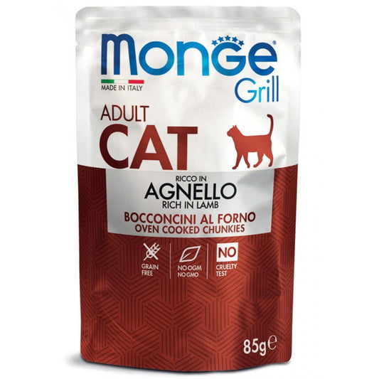 Monge GRILL Adult  konservuotas pašaras katėms su ėriena 85g