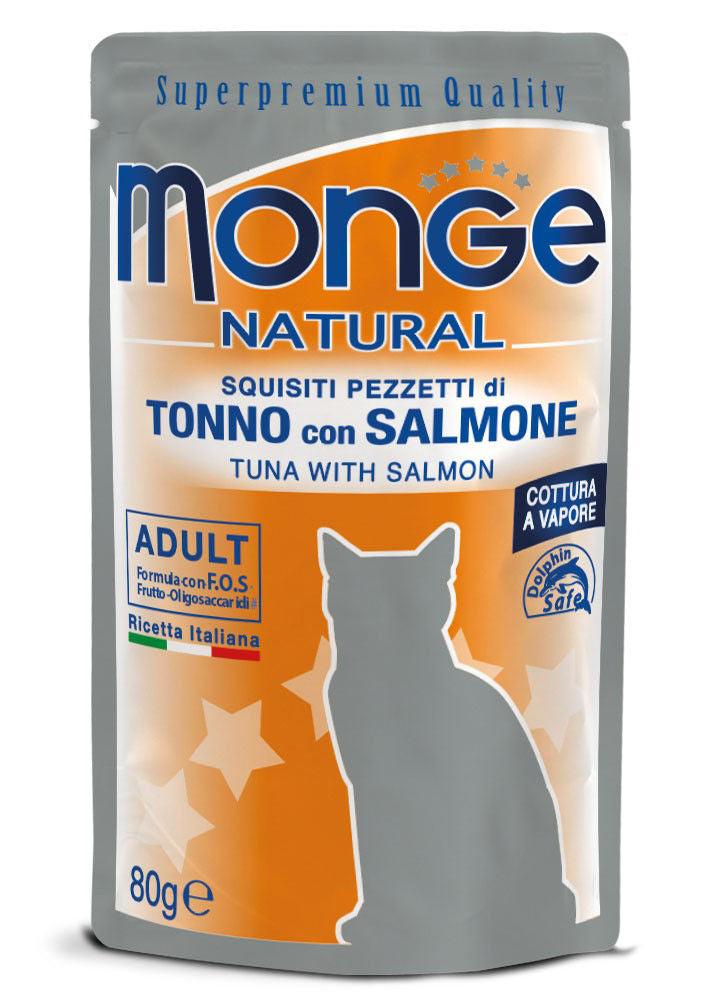 Monge Natural kons. pašaras suaugusioms katėms tunas, lašiša želėje 80g