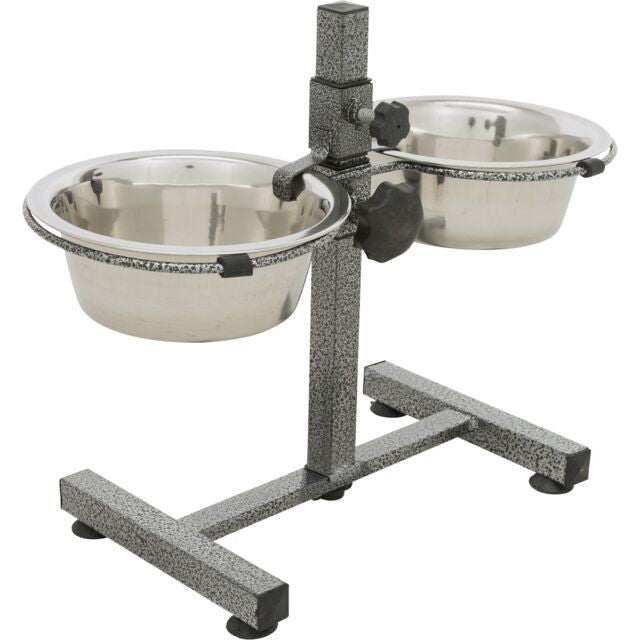TRIXIE Stovas su dubenėliais, reg. aukštis, nerūd. plienas-metalas, 2x2.8 l, ø 24 cm