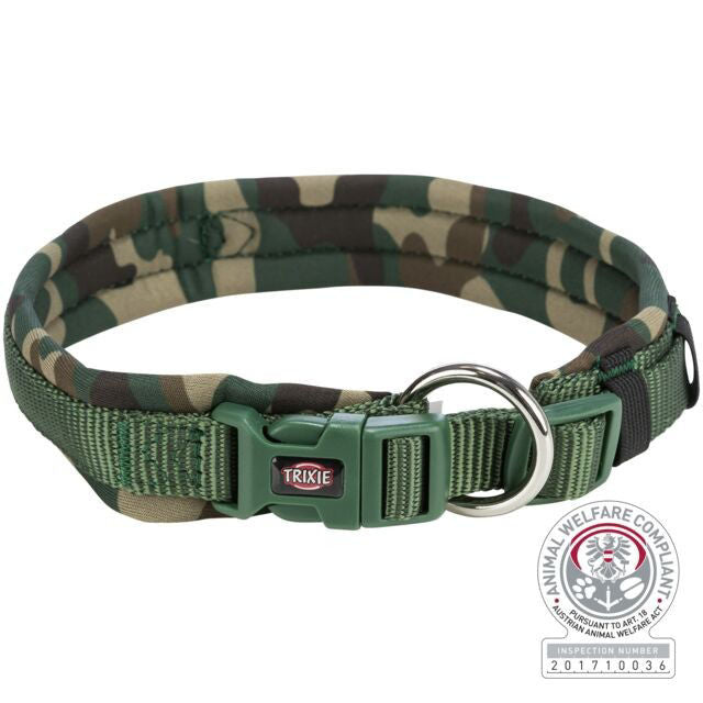 TRIXIE Premium antkaklis, platus su neoprenu S-M 35-42cm/15mm, kamufl./miško