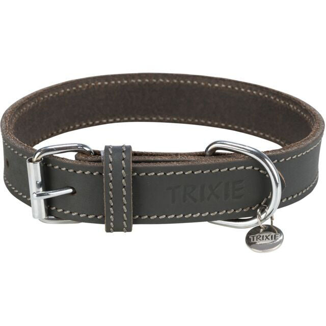 TRIXIE Rustic rieb. odos antkaklis, L-XL 57-66cm/30mm, pilkas
