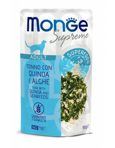 Monge SUPREME - Cat Wet Pouches Tuna with quinoa and seaweeds - Adult 80g