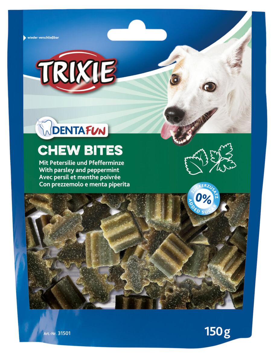TRIXIE kramtomieji skamėstai šunims Denta Fun Chew Bites, petražolės/pipirmėtės, 150 g