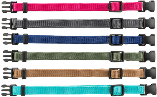 TRIXIE Junior Antkaklių kompl., M–L 22–35 cm/10 mm, 6 vnt. fuksija, grafito, ind (pak.4)