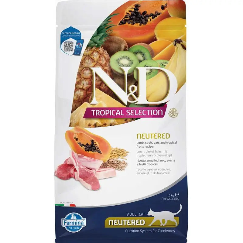 FARMINA N&D TROPICAL SELECTION - CAT Dry Lamb, Spelt, Oats NEUTERED 1,5 kg