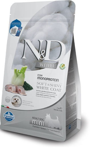 FARMINA N&D WHITE - DOG Dry Sea Bass Spirulina&Fennel ADULT MINI 5 kg