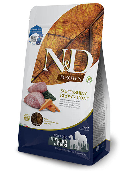 FARMINA N&D BROWN - DOG Dry Lamb Spirulina&Carrot ADULT MED&MAX 2 kg