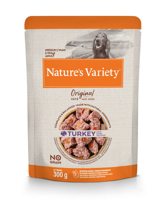 Nature's Variety Wet Original Med Dog konservētā barība vidēja un liela izmēra šķirņu suņiem ar tītaru 300 g