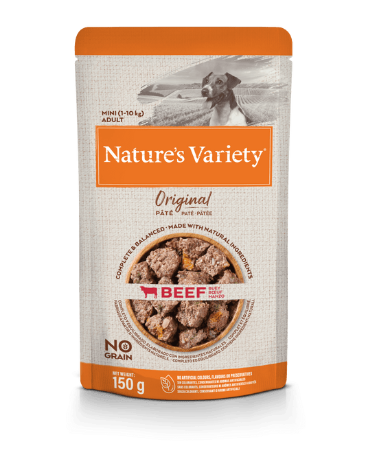 Nature's Variety Wet Original Mini Dog konservētā barība mazo šķirņu suņiem ar liellopu gaļu 150 g