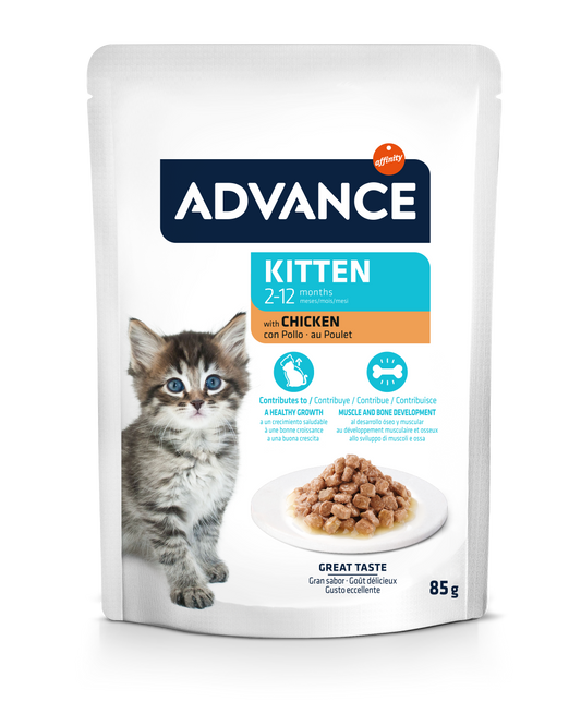 Advance Wet Kitten Chicken Mitrā barība jauniem kaķiem ar vistu 85G*12gab.