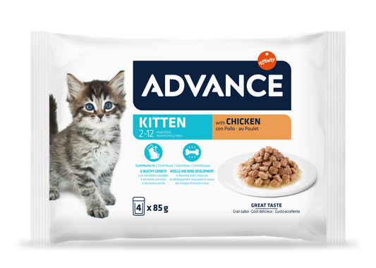 Advance Wet Kitten Chicken Flow mitrā barība jauniem kaķiem ar vistu 4 x 85 g