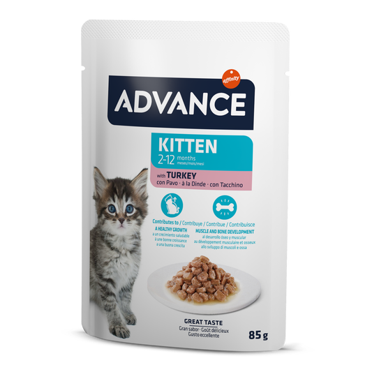 Advance Wet Kitten Turkey Šlapias maistas jaunoms katėms su kalakutiena 85G*12vnt