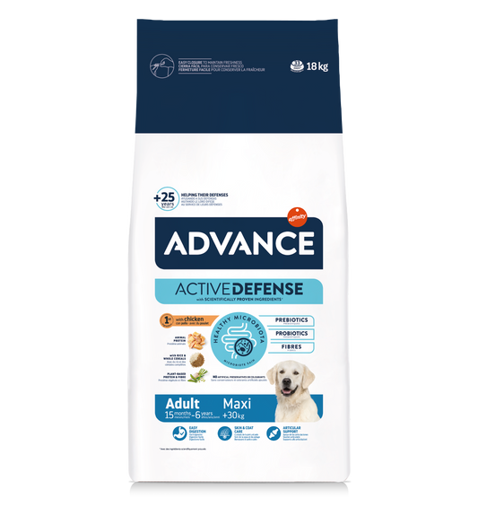 Advance Maxi Adult Sausas maistas didelių veislių suaugusiems šunims su vištiena ir ryžiais 18 kg