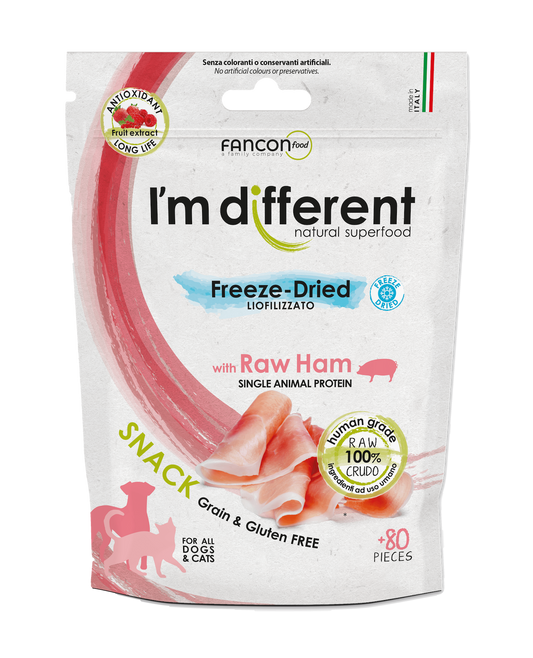 Diff Snack Raw Ham Liofilizuoti skanėstai šunims ir katėms su kumpiu 40 g