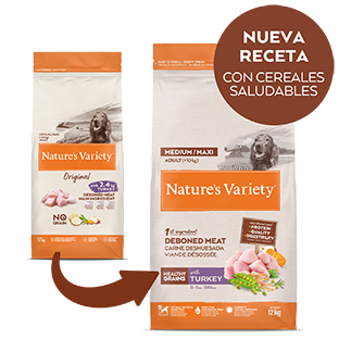 Nature's Variety Healthy Grain Med/Max Adult Dog bezgraudu sausā barība vidēja un liela izmēra pieaugušiem suņiem ar tītaru 12 kg