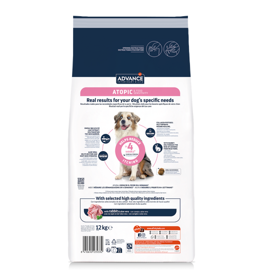 Advance Veterinary Diets Atopic Dog Med/Max Sausas maistas vidutinių ir didžiųjų veislių šunims sergantiems dermatoze su triušiena 12 kg