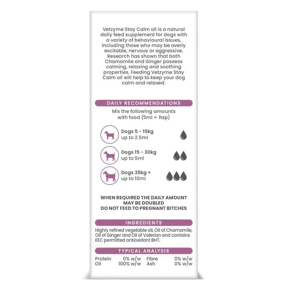 Vetzyme Stay Calm - Raminantis Aliejus šunims 150ml