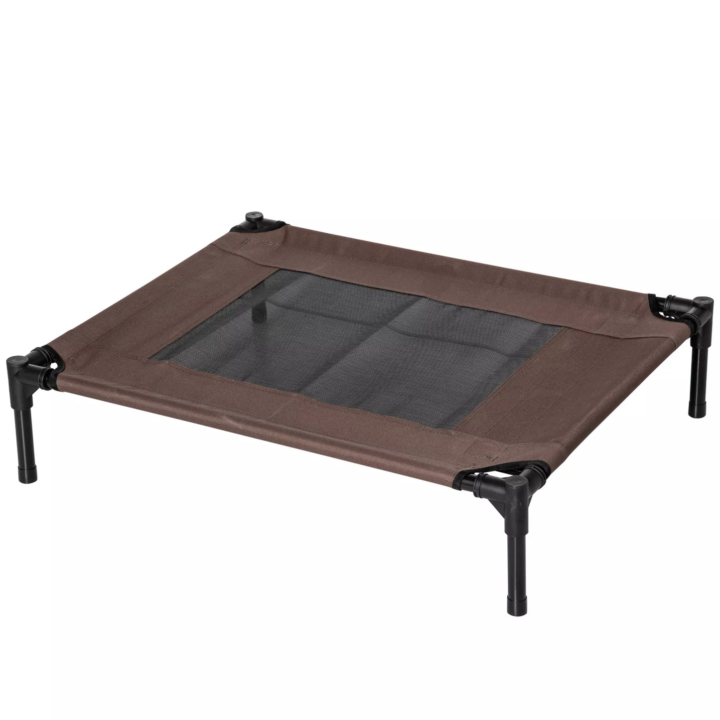 Lauko šunų gultas, paaukštinta šunų lova vidutinio ir didelio dydžio šunims, stabili gyvūnėlių gultavietė su skalbiamu tinkleliu, katės lova, naminių gyvūnų lova, miego vieta lauke, stovyklavimui, 76 x 61 x 18 cm, ruda