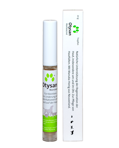 OTYSAN, ausų lašai šunims, katėms ir triušiams, ramina išorinės ausies pažeidimus