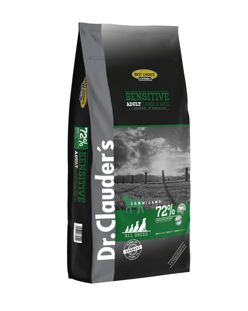 DR. CLAUDER'S SENSITIVE ADULT sausas maistas suaugusiems šunims su ėriena ir ryžiais 12.5kg
