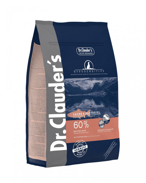 DR. CLAUDER'S HYPOSENSITIVE sausas maistas suaugusiems šunims su lašiša ir bulvėmis 3.5kg