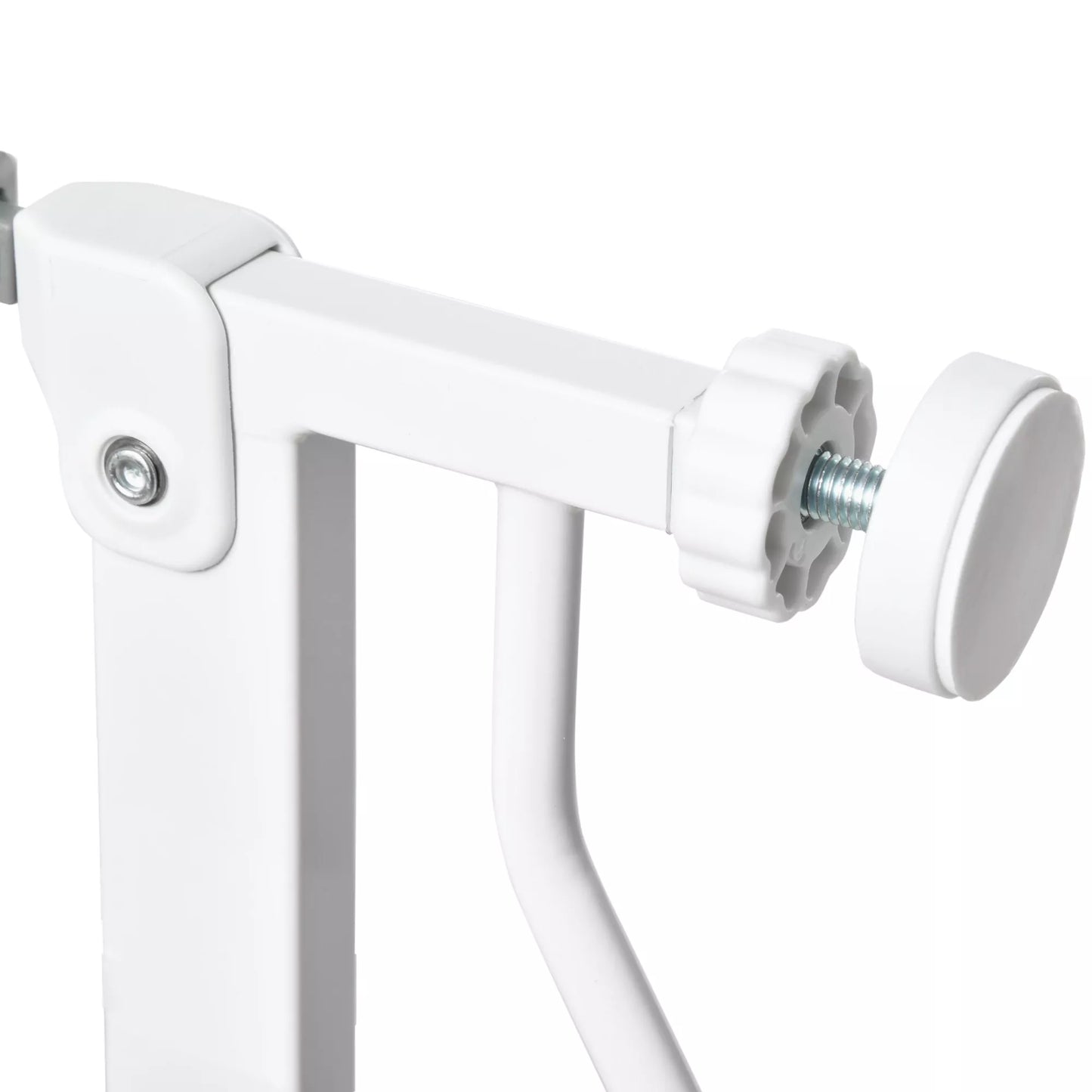 Šunų atitvaras, spaustuvinis tvirtinimas, reguliuojamas ilgis, plienas/ABS, 75–115 x 76cm, baltas