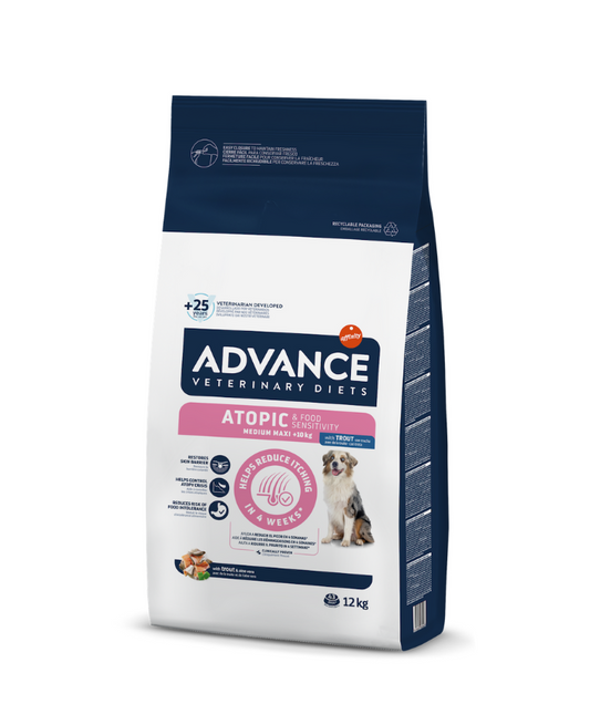 Advance Veterinary Diets Atopic Dog Med/Max Sausas maistas vidutinių ir didžiųjų veislių šunims sergantiems dermatoze su upėtakiu 12 kg