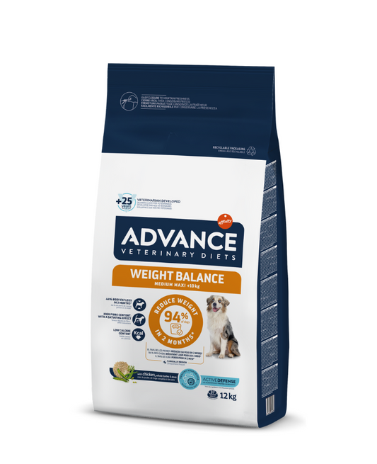 Advance Veterinary Diets Weight Balance Dog Sausas maistas šunims su pertekliniu svoriu