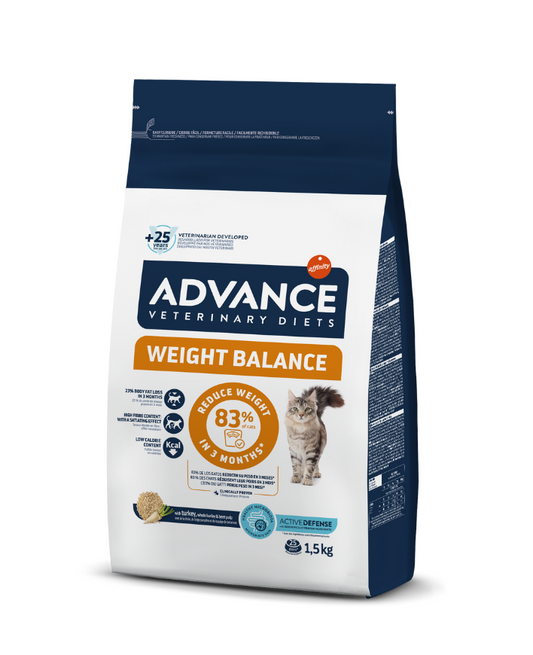 Advance Veterinary Diets Weight Balance Cat Sausas maistas katėms turinčioms svorio problemų 1,5 kg