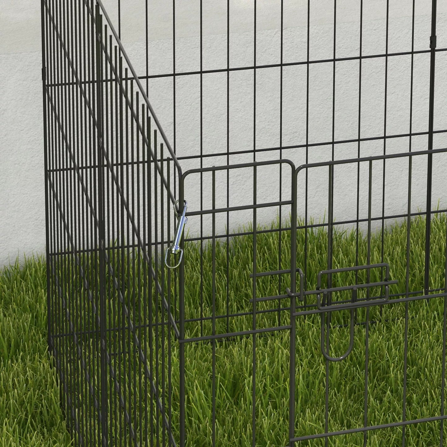 Voljeras naminiams gyvūnėliams, žaidimų aptvaras šuniukams ir mažiems šunims, su durelėmis, tinkamas naudoti viduje ir lauke, 76 cm, juodas