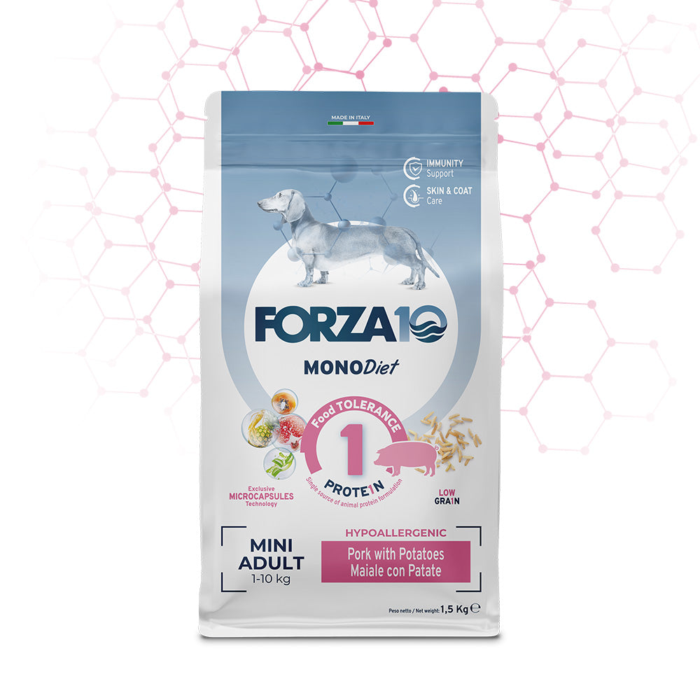 FORZA10 Mini Adult Diet su kiauliena ir bulvėmis. 1.5 kg