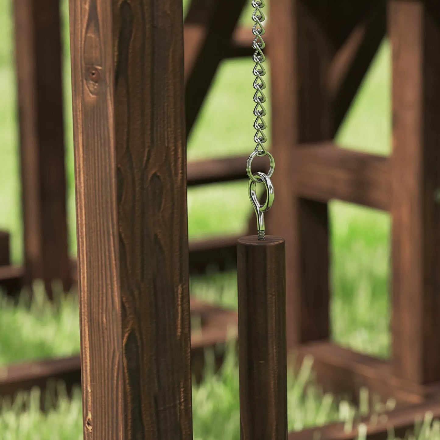 Vištidės stovas, kartys, rampos, sūpynės, 2-3 vištoms, medinis, rudas