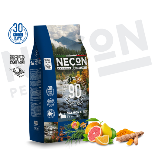 Necon Natural Wellness Adult sausas pašaras mažų veislių šunims su lašiša ir ryžiais daug roteino