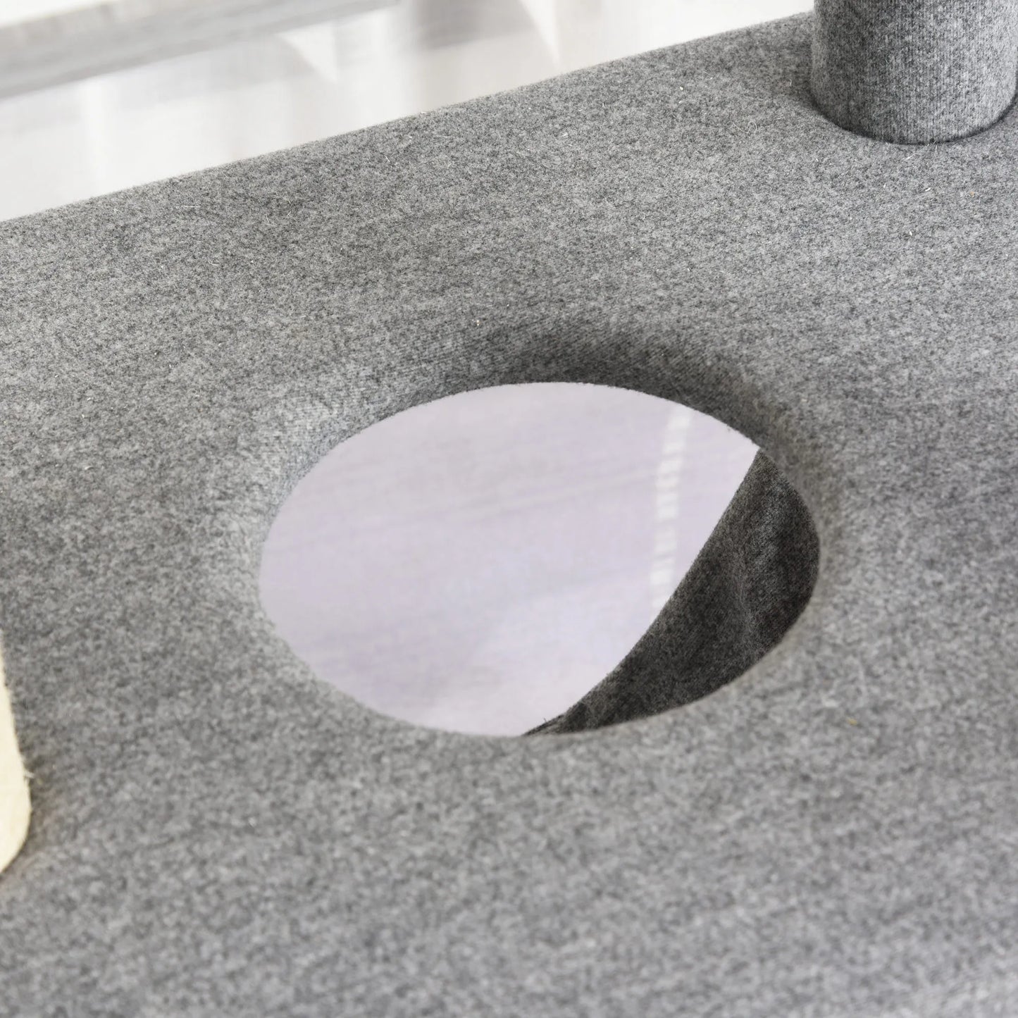 Didelis 155 cm aukščio kačių medis su hamaku Kačių medis su kopėčiomis Daugiapakopis kačių medis su kačių dėže, minkštu pagalvėliu Kačių baldai Sizalis Pilka ir balta