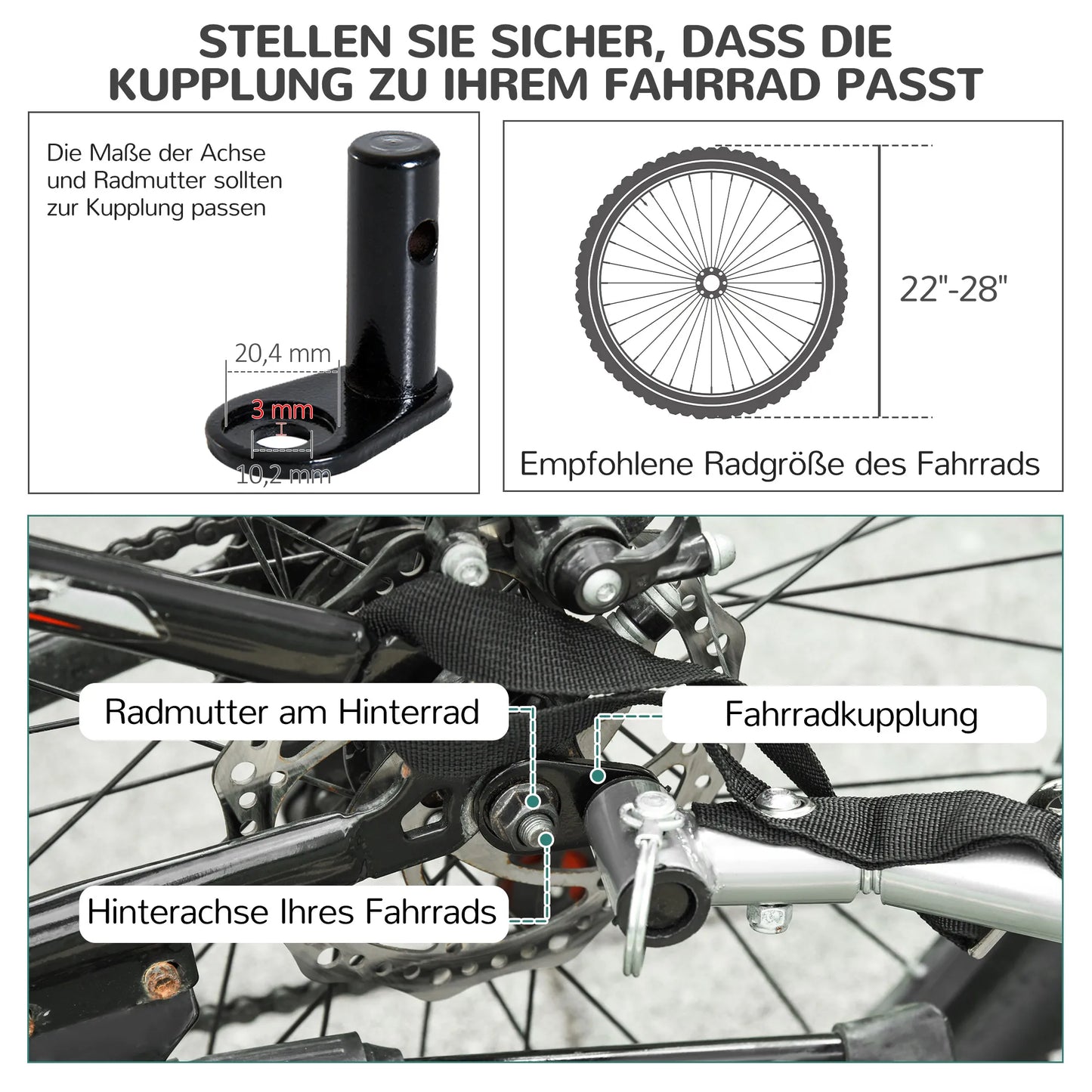 Dviračio priekaba šunims iki 20kg, tinklelio langas, suvyniojama danga, universali jungtis Balta+Juoda