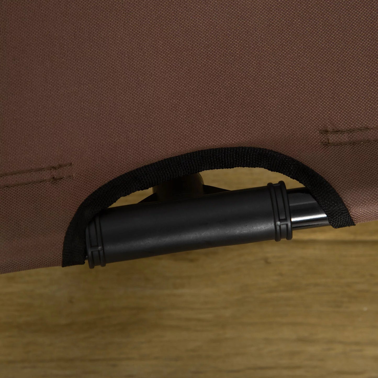 Paaukštinta šunų lova su baldakimu, lova augintiniams, lauko šunų gultas su stogeliu, pralaidi orui, taftos audinys, skirta stovyklavimui, spalva "Kava", 122 x 92 x 108 cm