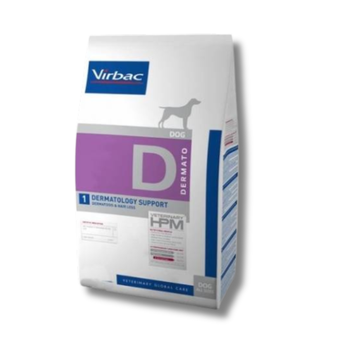 Virbac HPM D1 Dermatology Support Dog visavertis sausas pašaras šunims odos funkcijoms gerinti