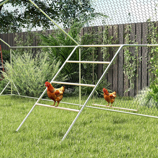 Medinis vištidės žaidimų kompleksas, vištidės žaidimų aikštelė su vištidės strypais, reguliuojama sūpynė, 82 x 150 x 110 cm, sidabrinė spalva