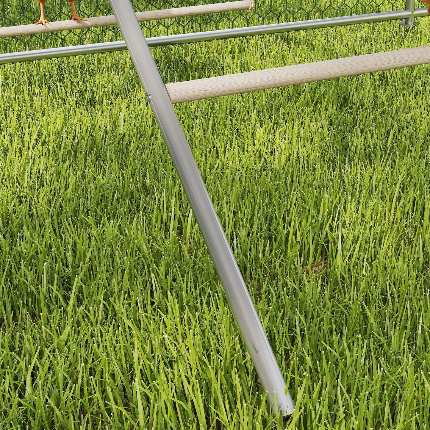 Medinis vištidės žaidimų kompleksas, vištidės žaidimų aikštelė su vištidės strypais, reguliuojama sūpynė, 82 x 150 x 110 cm, sidabrinė spalva