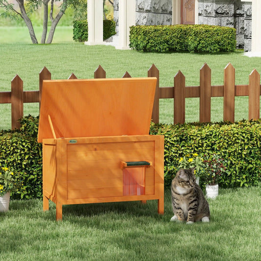 Katės namelis lauke, katės būdelė, atspari oro sąlygoms, 1 langas, 1 įėjimas, 85 x 50 x 68,5 cm, Oranžinė+Žalia