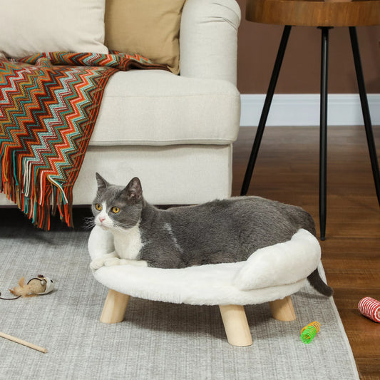 Pet bed for cats and dogs up to 5kg/30cm, with washable plush cover, cream white, 47 x 40 x 20 cm