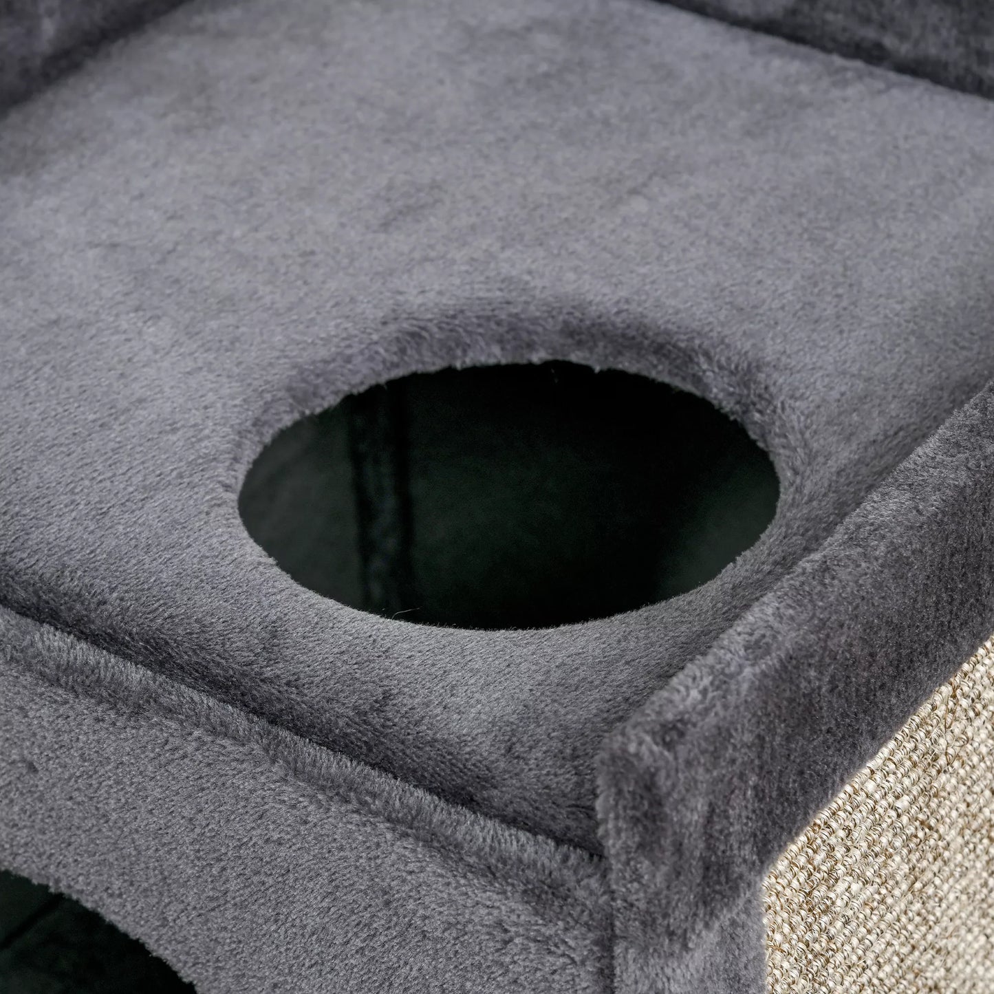 PawHut draskomasis bokštelis su 2 kačių guoliais, 1 ilsėsiu, sizaline draskomąja kilimėliu, pliušu, pilka + natūrali