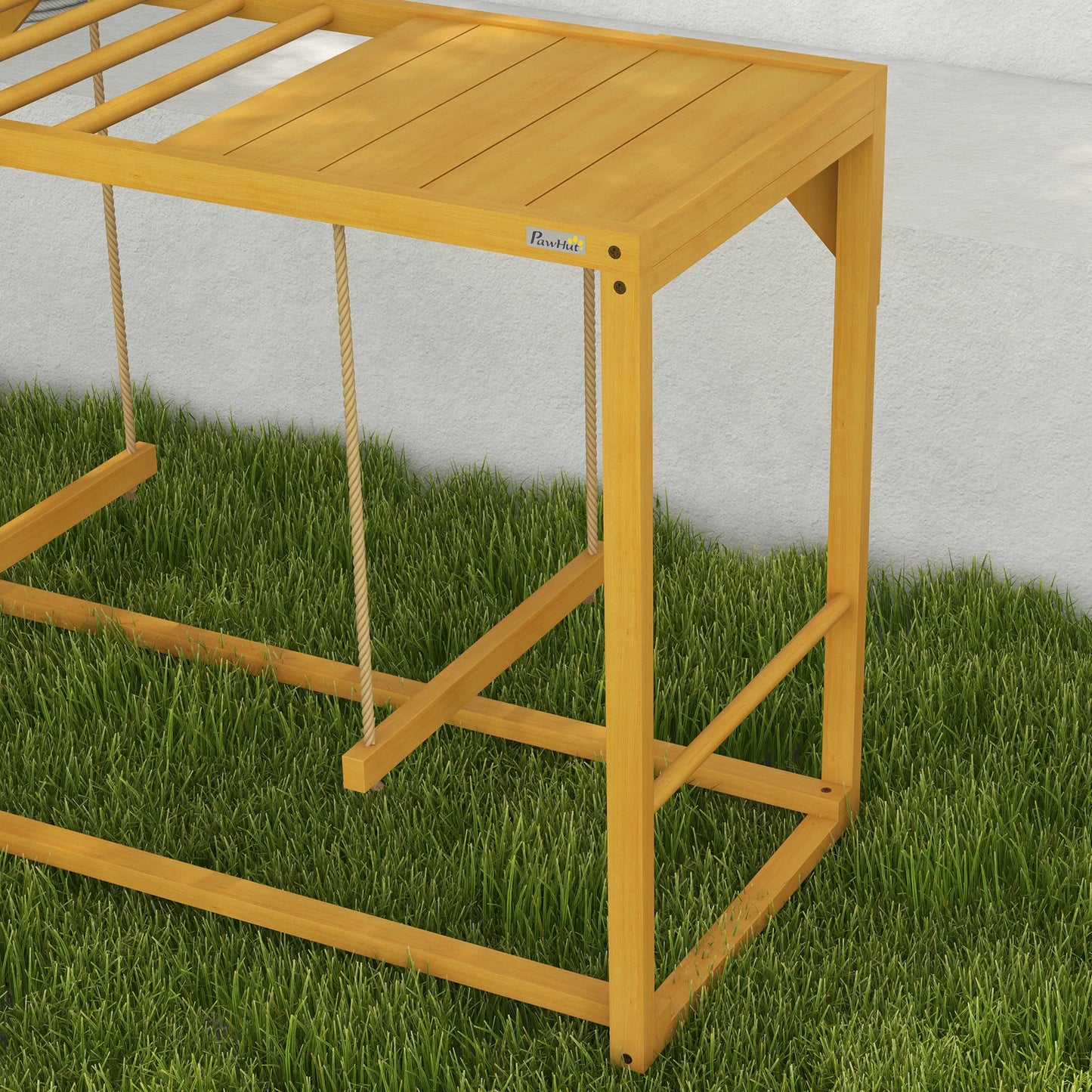 Vištidės žaidimų aikštelė su sūpynėmis ir kopėčiomis, skirta 3–4 vištoms, medinis vištų laipiojimo įrenginys