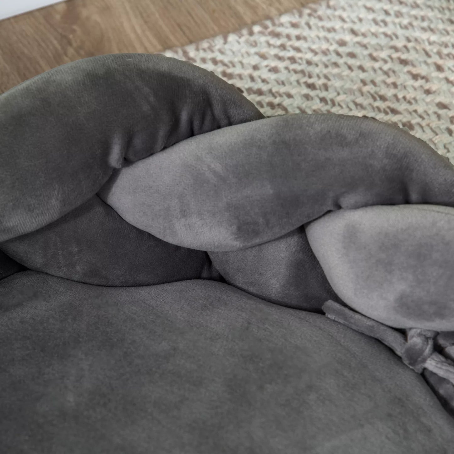 Pet bed with cushion, cat bed, dog bed, washable, 55 cm x 55 cm x 14 cm, Grey