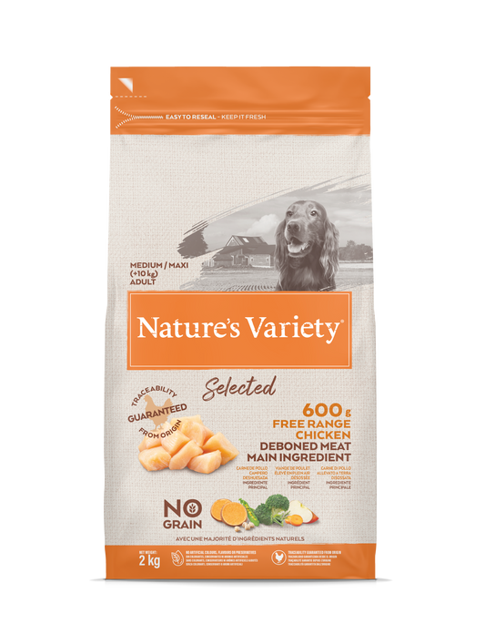 Nature's Variety Selected Med/Max Adult Sausas maistas suaugusiems mažųjų ir didžiųjų veislių šunims su vištiena 2 kg