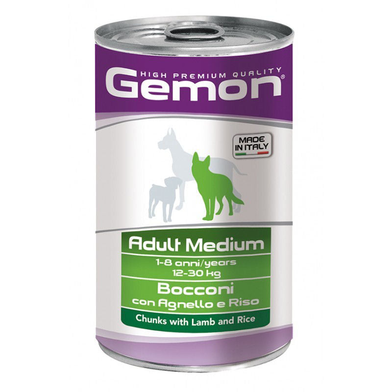 Gemon medium adult  konservuotas pašaras su  ėriena ir ryžiais 1250g