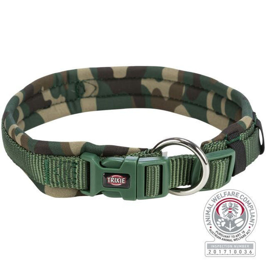 TRIXIE Premium antkaklis, platus su neoprenu XS-S 27-35cm/10mm, kamufl./miško