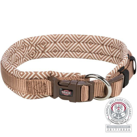 TRIXIE Premium antkaklis, platus su neoprenu M-L 42-48cm/20mm, šv. deim./karamelė