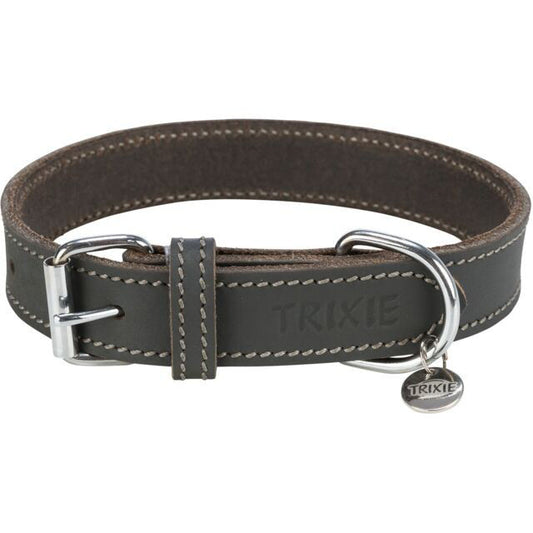 TRIXIE Rustic rieb. odos antkaklis, L-XL 57-66cm/30mm, pilkas