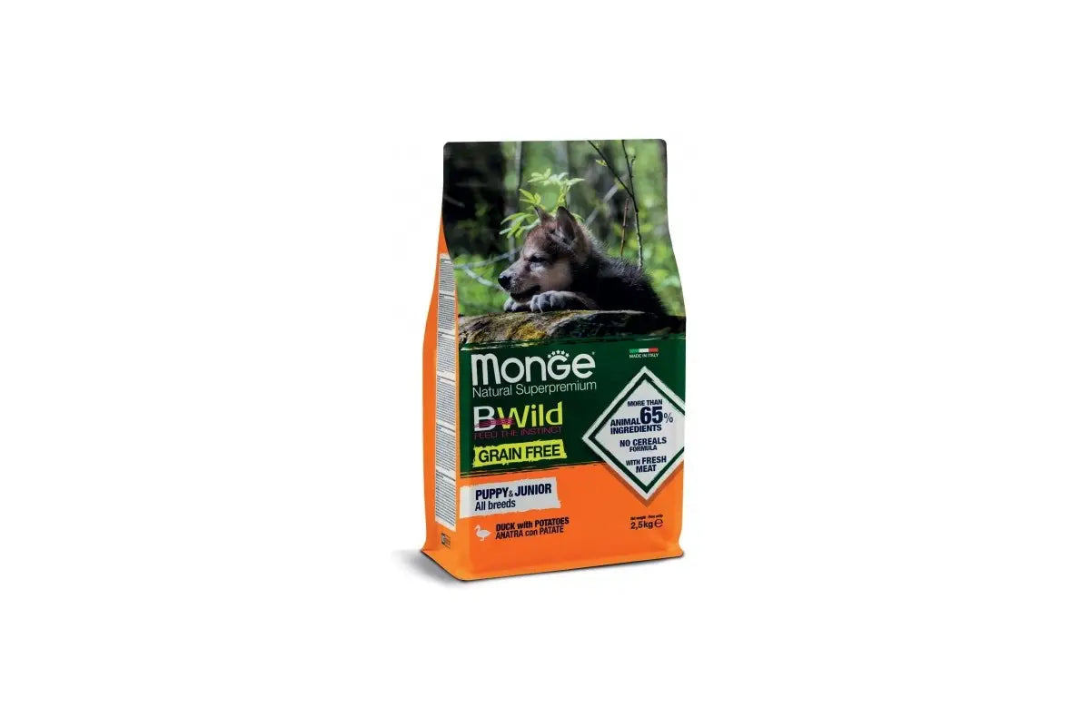 Monge Dry Dog Puppy&Junior GRAIN FREE Duck & potatoes 2,5 kg